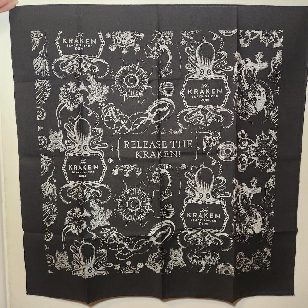 The Kraken Rum Black and Silver Bandana